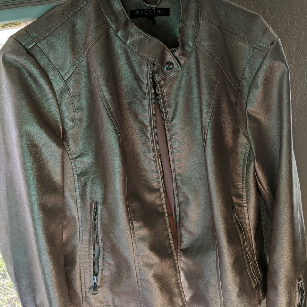 Rose Gold Faux leather motojacket